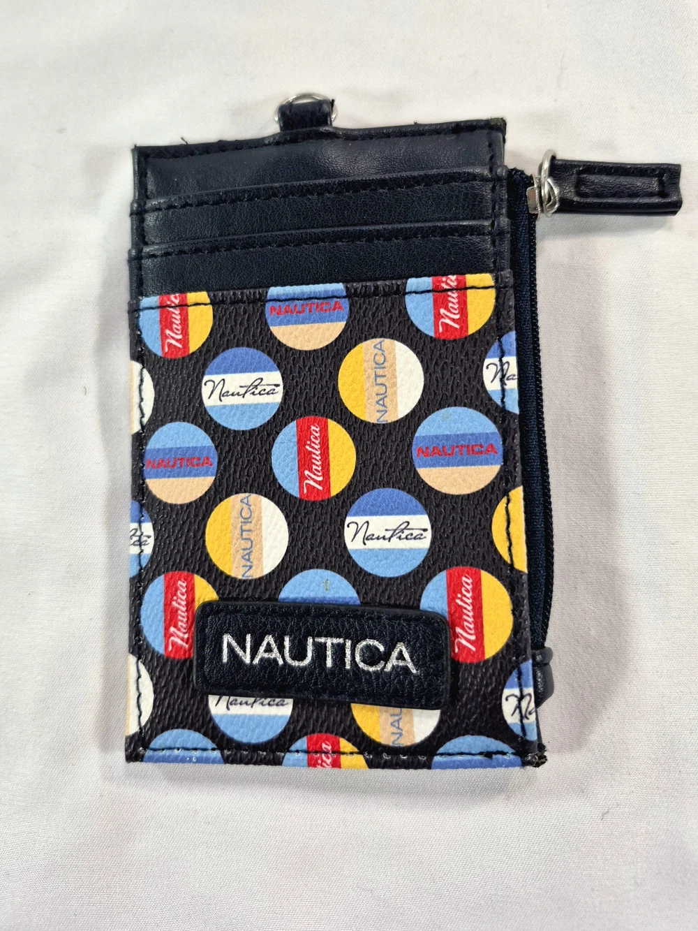 Nautica Retro Polka Dot Slim Card Case Wallet with Coin Pouch 90s Utility Retro